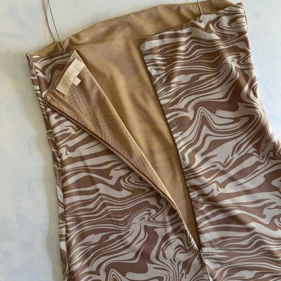 Meshki Abstract Marble Tan Mesh Spaghetti Strap Mini Dress - Picture 6 of 8